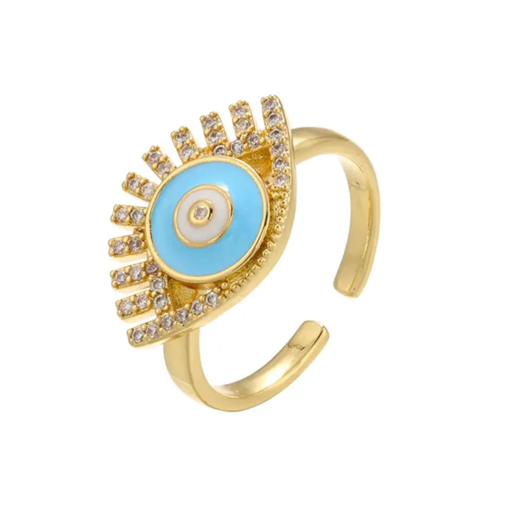 Blue Fancy Evil Eye Open Ring - Ring