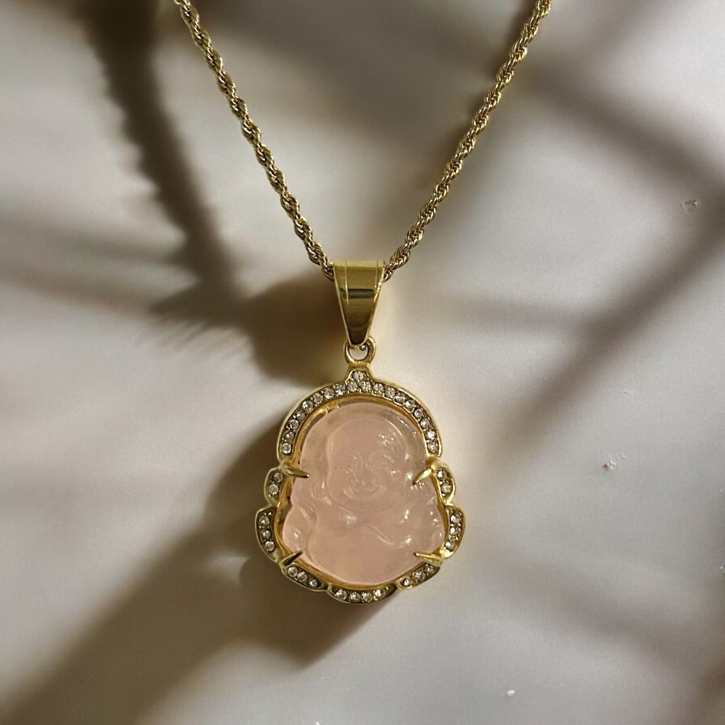 Happy Pink Buddha Necklace