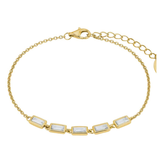 18K Gold Plated CZ Rectangle Bracelet - Bracelet