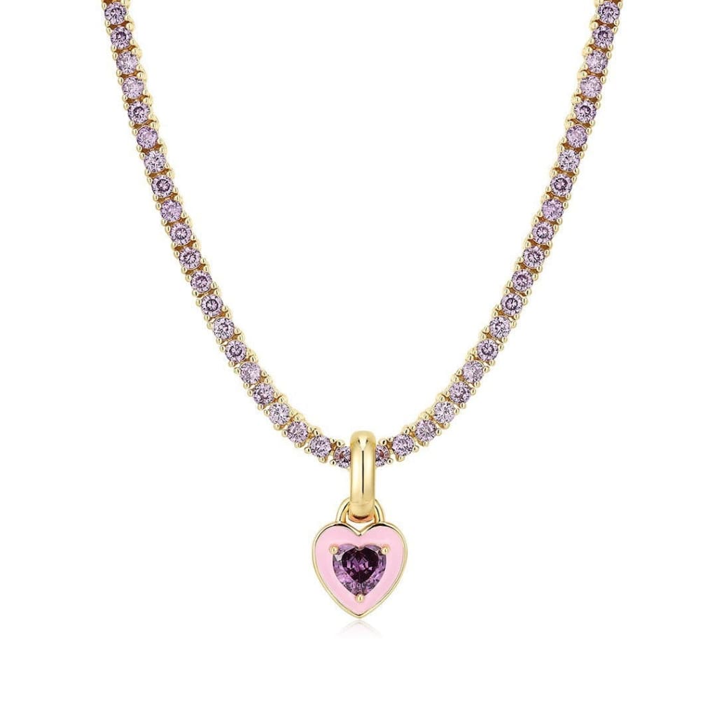 Sweetheart Fusia CZ Tennis Necklace