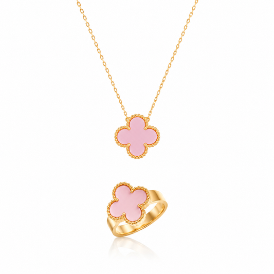 Blushing Clover Necklace & Ring Set