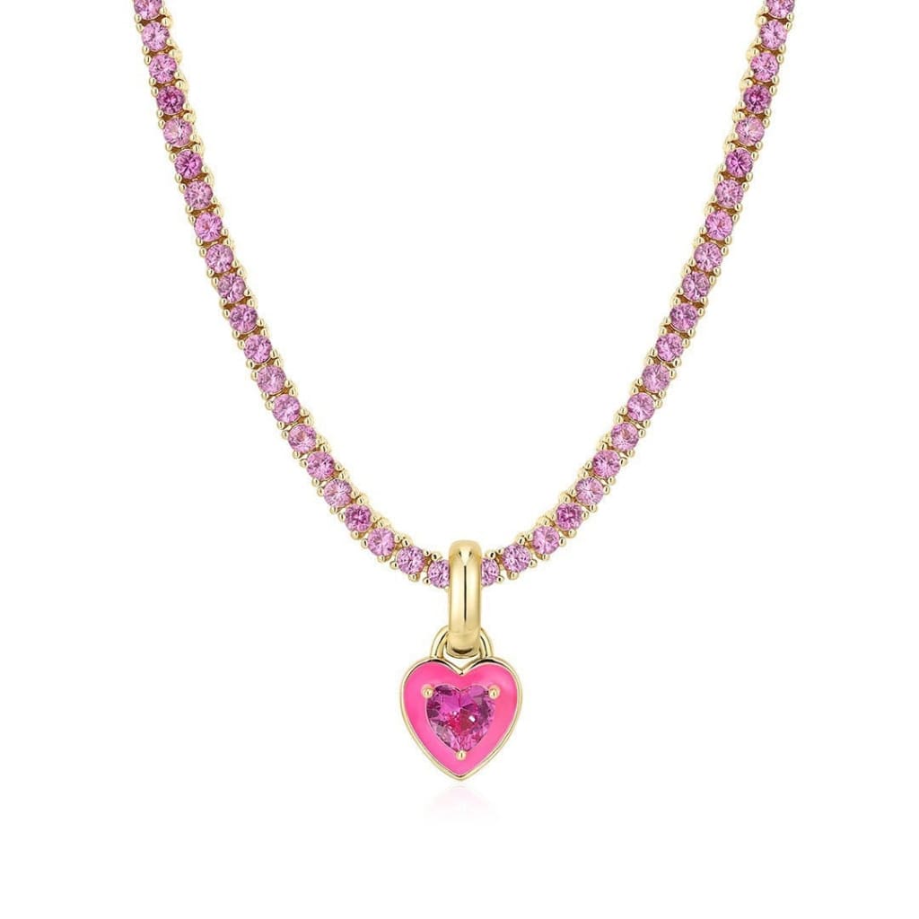 Sweetheart Fusia CZ Tennis Necklace