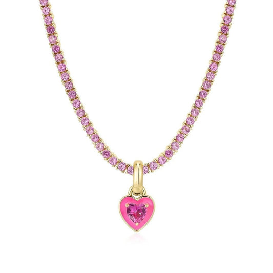 Sweetheart Fusia CZ Tennis Necklace