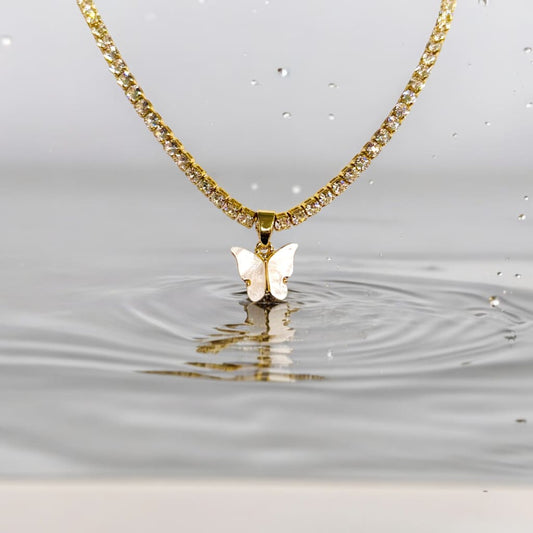 Angelic Butterfly CZ Tennis Necklace - Necklace