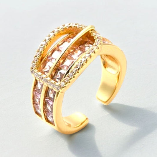 Buckle Pink CZ Open Ring