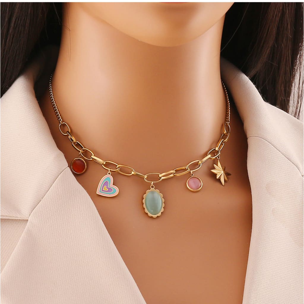 Heart Charms Necklace - Necklace