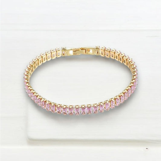 Roman Style Pink CZ Tennis bracelet - Bracelet